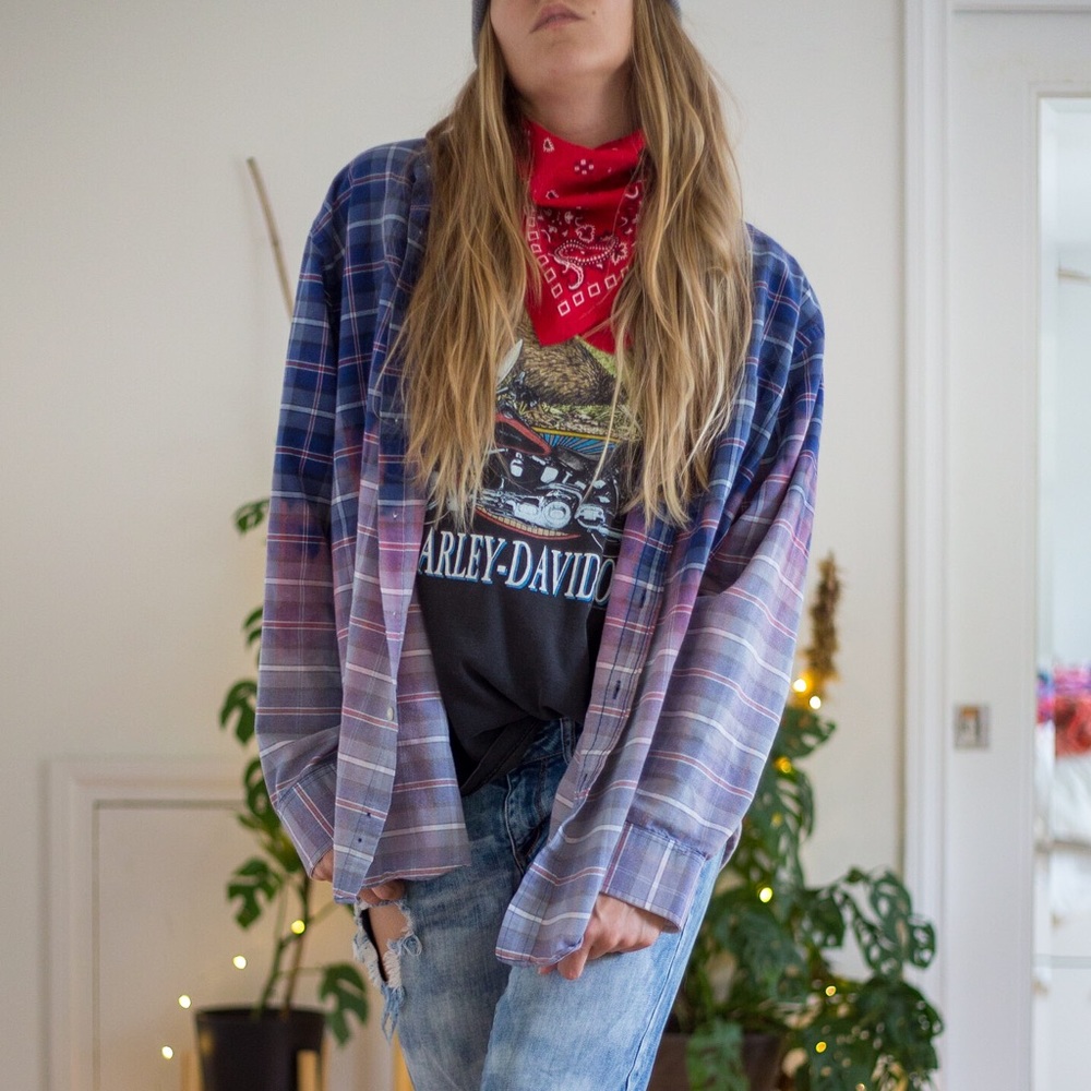 OOAK Ombré Bleach Dyed Vintage Shirt